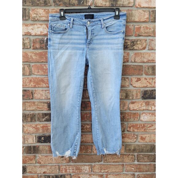 Buckle Black Crop Flare Jeans Size 30 Stretch Distressed Light Wash Smoothing - Picture 2 of 4